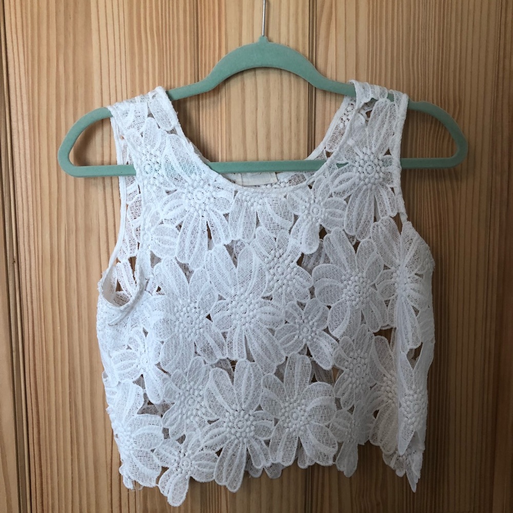 Lace cut out crop top
